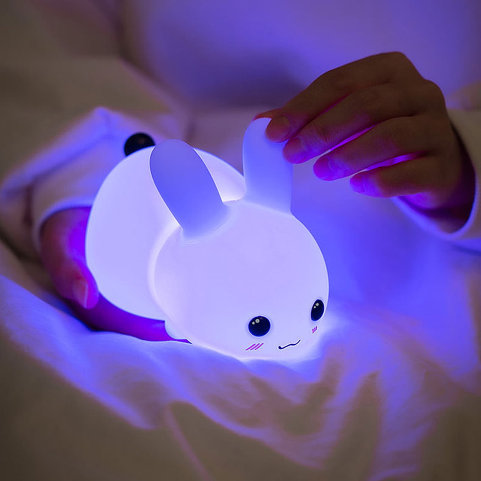 Lomubue 1 Set Night Light Super Soft Flicker Free Touch Control Creative  Shape Adorable Appearance Illumination Silicone Touch Sensor LED Rabbit  Night Light Bunny Lamp for Home 