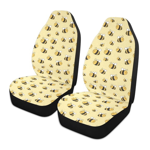 Cute Bee Pattern Car Seat Covers Front Seats Universal Fit for Sedan SUV Truck Van