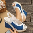 thumbnail image 5 of Fiaer Women's Platform Wedges Sandals Open Toe Buckle Slingback Cross Band Slip-On High Heels Vacation Beach Boho Sandals Blue 7, 5 of 8