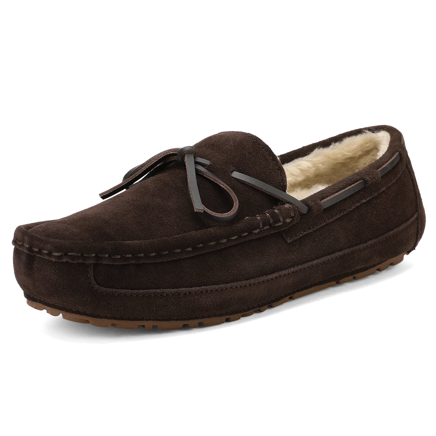 DREAM PAIRS Mens Suede Faux Fur Lined Moccasin Slippers 