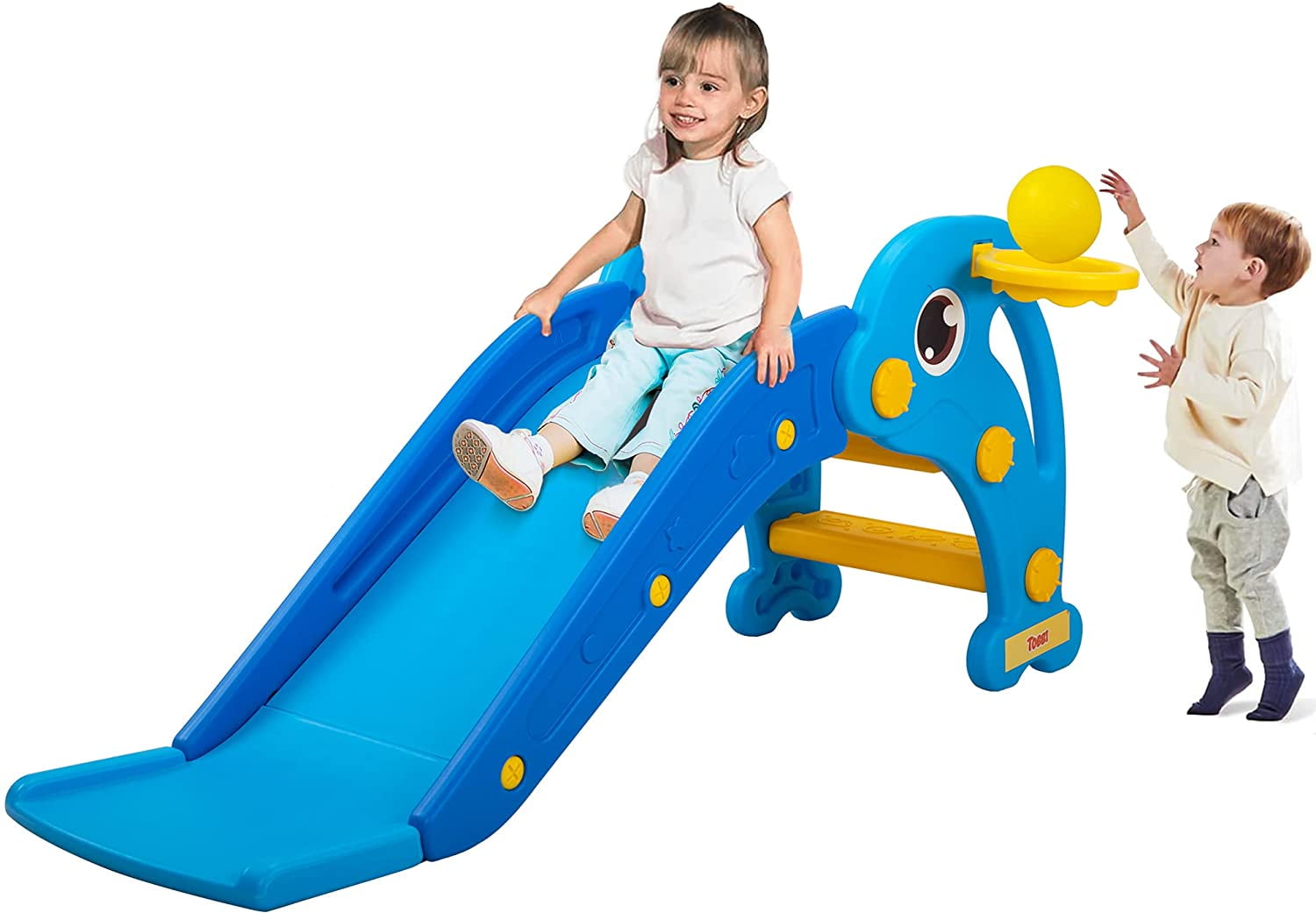 Toddler Slide, Freestanding Slide for Kid's, Playground Slipping Slide  Climber Toy Playset with Basketball Hoop & Ball for Baby Playing  Indoors/Outdoors, Sky Blue - Walmart.com - Walmart.com
