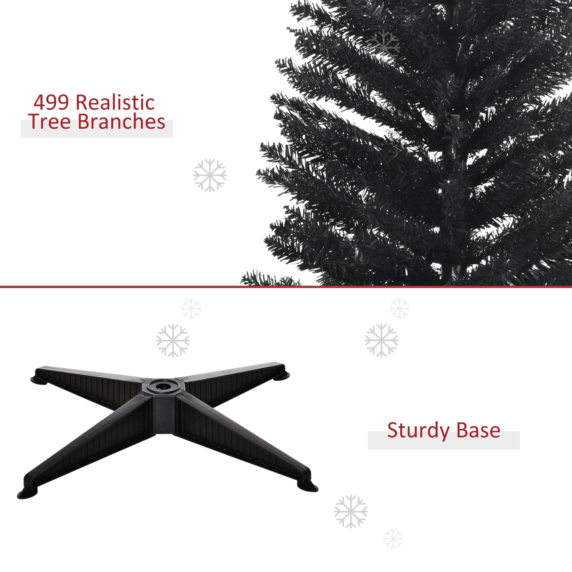 Astoutdoor Artificial Christmas Tree, Black, Plastic, 7 ft, Slim Pencil Style, 499 Tips