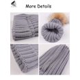 thumbnail image 4 of PULLIMORE Women's Knitted Beanie Hat Winter Warm Soft Ski Cuff Caps with Pom Pom (Dark Gray), 4 of 8