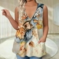 thumbnail image 5 of GIPQJK Womens Tank Tops Plus Size Deep V Neck Sleeveless Shirt Casual Loose Fit Floral Print Summer Tees Blouses with Pockets,Orange L, 5 of 5