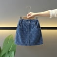 thumbnail image 5 of Shadoumai Denim Flared Skort for Toddler Girls Playful Pleated Mini Jean Skirt with Built-In Shorts, 5 of 8