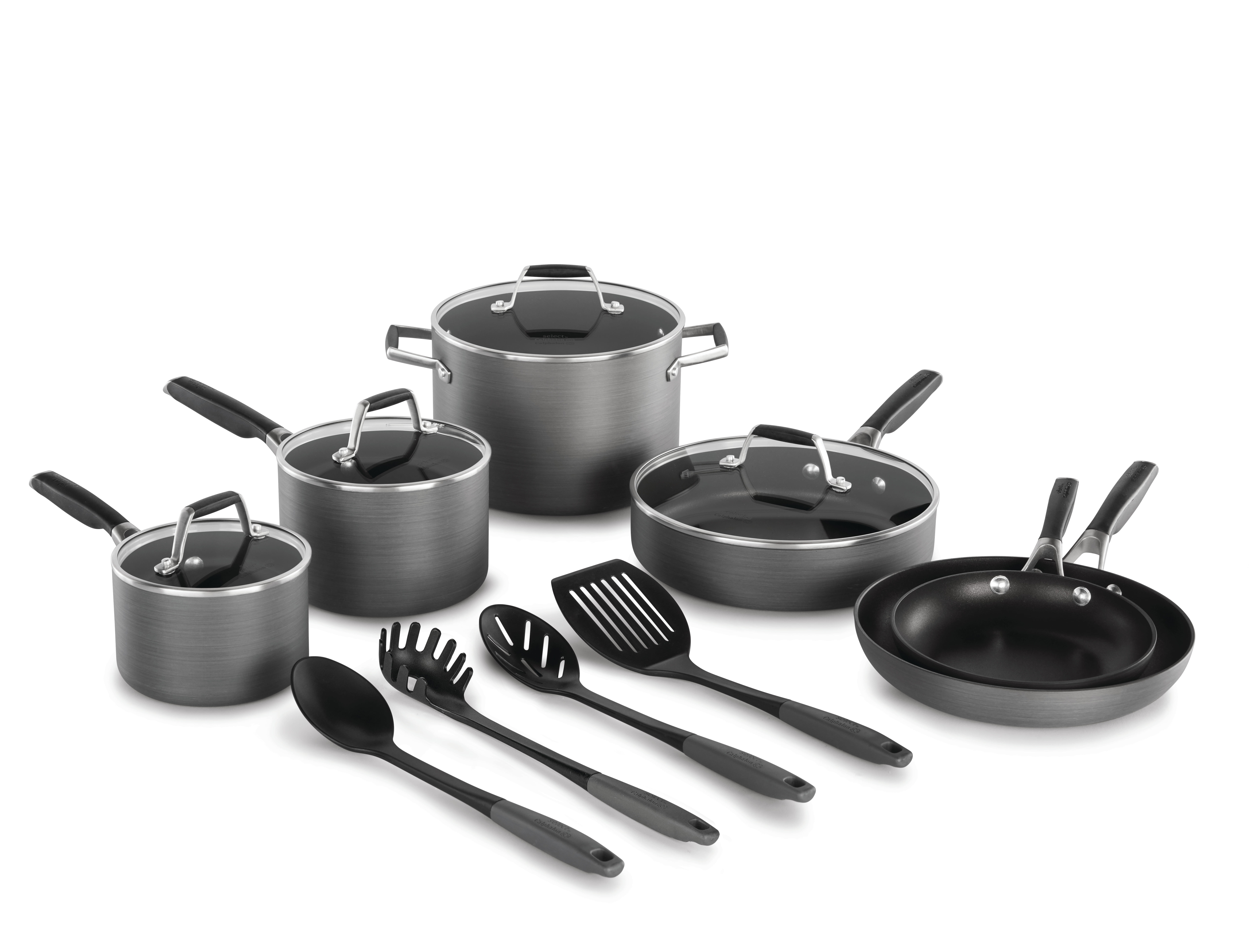 Calphalon Nonstick Cookware Frying Pan Pots Set harder stainless steel 10 Piece 
