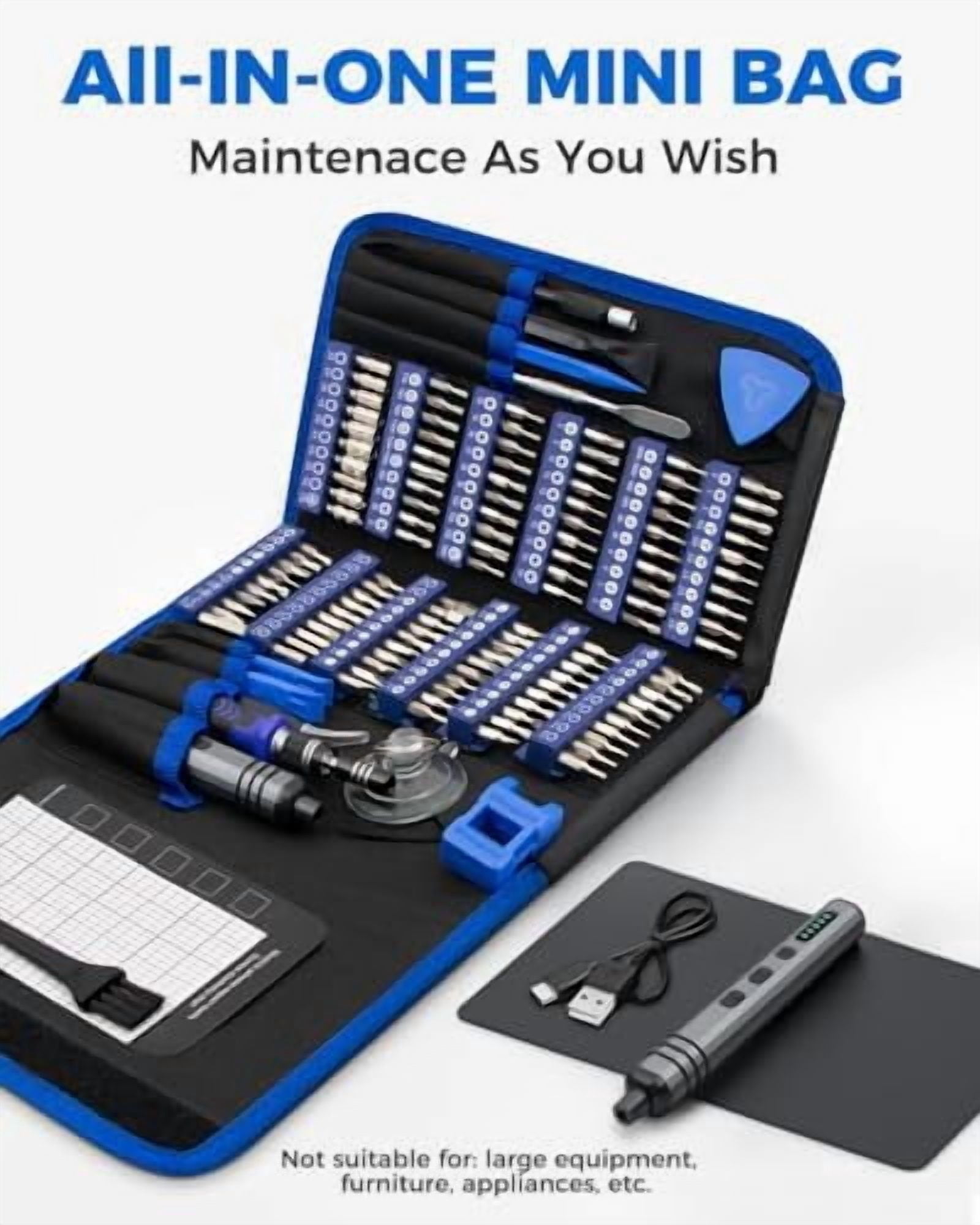 Mini Electric Screwdriver Set 140-IN-1:  Small Electric Screwdriver Cordless - 120 Precision Bits, 5 Torque Settings, LED Light, Magnetic Power Screwdriver Repair Tool Kit for PC RC Electronics
