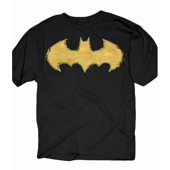 DC Comics Batman Frayed Yellow Logo Adult T-Shirt