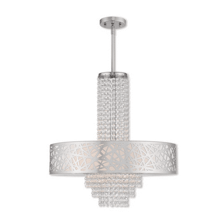 

Polished Chrome Tone Finish Chandeliers Steel Material Medium Base 25 Long 5 Light Fixture