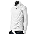 thumbnail image 3 of DYMADE Men High Collar Solid Color Slim Heap Neck Long Sleeve Top, 3 of 4