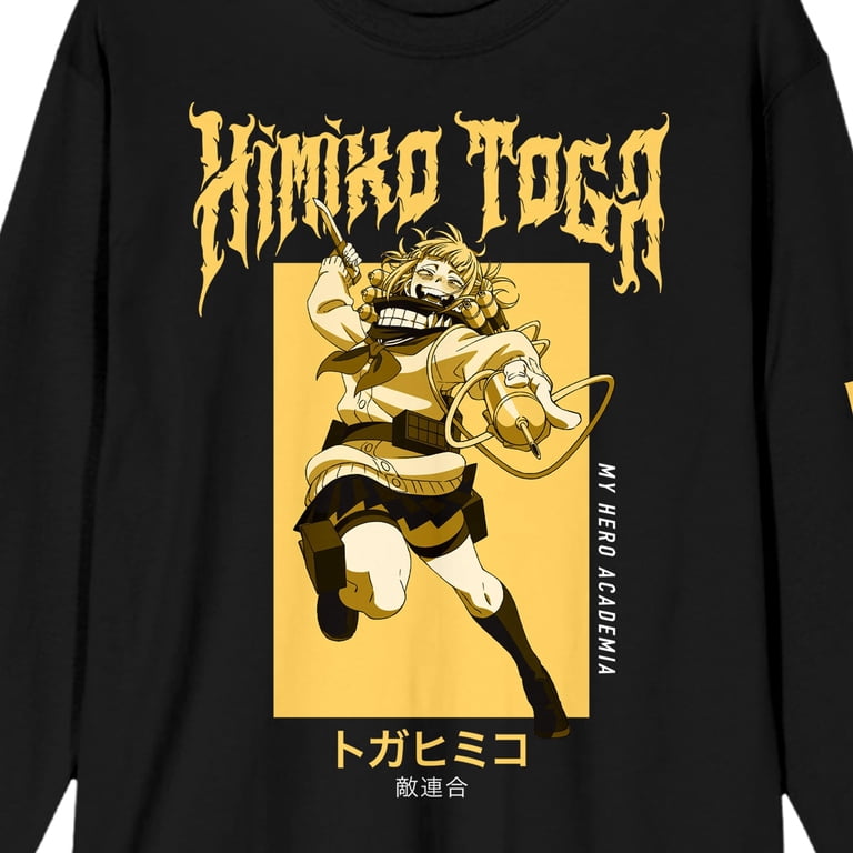 My Hero Academia Toga Crew Neck Long Sleeve Black Adult Tee-XXL