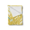 thumbnail image 2 of Yellow Chevron Soft Flannel Fleece Throw Blanket, Herringbone Pattern Zig Zag Lines in Hand Drawn Doodle Art Style, Cozy Plush for Indoor and Outdoor Use, 50" x 70", Pale Blue Mustard, by Ambesonne, 2 of 5