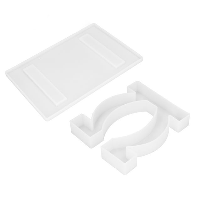 Molde de resina epoxi de cristal para mesa de ordenador, escritorio, manualidades, molde de silicona, decoración para el hogar y la oficina (juego de escritorio con patas en forma de O 60784)