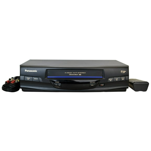 Restored Panasonic PV-V4520 Stereo VHS VCR w/ Original Remote, Manual, A/V Cables, & HDMI Converter (Good)