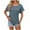 Blue, variant on Summer Tops for Women Trendy Rolled Short Sleeve Shirts Waffle Knit Crew Neck Tops Curved Hem Fashion Clothing Blue L