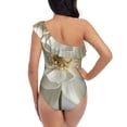 thumbnail image 5 of Sikiie Elegant Ivory Flower Print Women One Piece Swimsuits Tummy Control One Shoulder Bathing Suits Ruffle Swimwear, From S to XXL-X-Large, 5 of 6