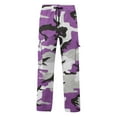 thumbnail image 4 of IDALL Cargo Pants Women Camo Pants Casual Camouflage Print Cargo Pants Drawstring Stretch Elastic Waist Tapered Pants With Pockets Tactical Pants Wide Leg Pants Purple XL, 4 of 5