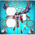 thumbnail image 4 of Metal Light Switch Plate Cover Beaded Feather Dreamcatcher Teal DRM004, 4 of 13