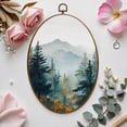 thumbnail image 7 of Canvas Wall Art Modern Office Abstract Mountain Forest Landscapes Pine Trees Evergreen Oval Framed Canvas Prints Vintage Wall Hanging Decor for RV Wall Campsite Decor 8.6"x11.4", 7 of 7