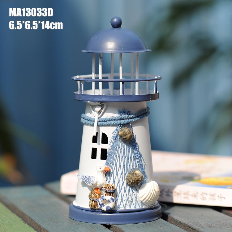 Mediterranean Lighthouse Iron Candlestick Table Home Decor Metal Candle Holder ★日本の職人技★