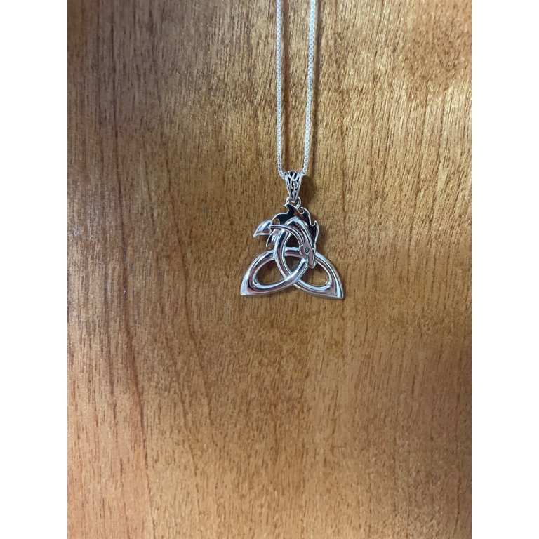 Sterling Silver Trinity Knot Pentacle Pendant Necklace – 18" Chain, Celtic Design, .925 Silver