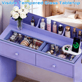 thumbnail image 6 of Zimtown Vanity with Mirror and Light, Makeup Desk  with Charging Station and Storage, Dressing Table with Hair Dryer Rack for Bedroom, Sophia Purple, 6 of 8