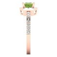 thumbnail image 3 of 0.89 ct Princess Cut Natural Peridot with Simulated Diamond Halo Accents 18K Rose Gold Womens Engagement Ring, 3 of 5