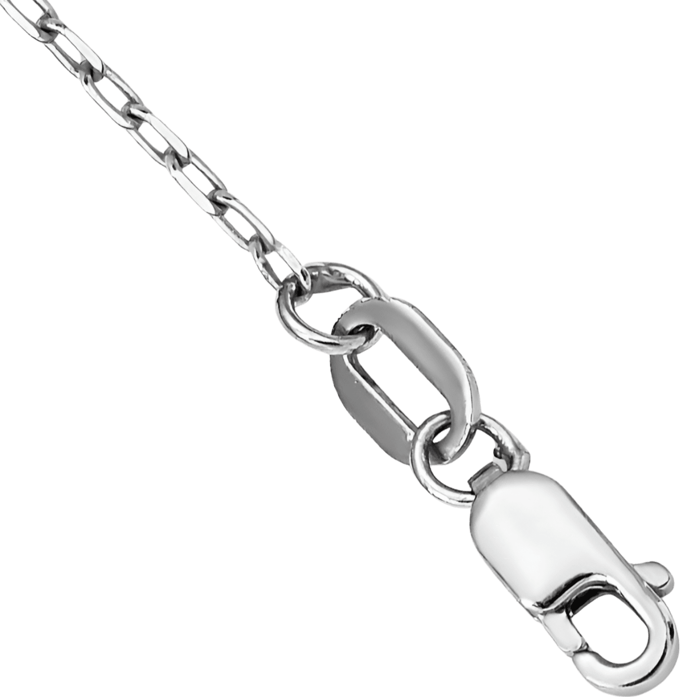 14K Solid White Gold 3mm Rosary Bead Necklace Chain