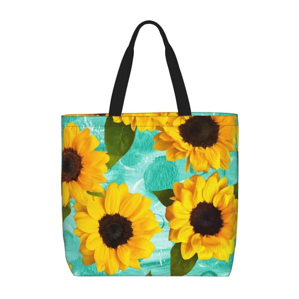 Easygdp Sunflowers With Green Leaves Bolsa Tote para Mujer, Bolso de Hombro para Trabajo, Playa, Viajes, Compras y Supermercado