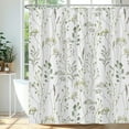 thumbnail image 2 of 72x84 Inches Sage Green Leaves Shower Curtain Watercolor Leaf Floral Plant Bath Curtain Botanical Fabric Shower Curtain for Bathroom Decor Set Polyester Waterproof with Hooks, 2 of 5