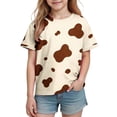 thumbnail image 2 of Xdegoge Tween Girls Cute Cow Print Shirts Short Sleeve Crew Neck T-Shirt Novelty Animal Graphic Tees Casual Summer Tops for Kids, Size 11-12, 2 of 9