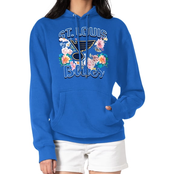 Women's G-III 4Her by Carl Banks Blue St. Louis Blues Flower Logo Pullover Hoodie
