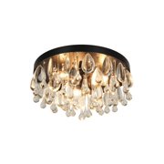 Kenroy Home Cascade 13'' Flush Mount Ceiling Light Fixture with Tiered Rows of Cascading Glass Crystal Beads for Entryway, Living Room, Dining Room, or Bedroom, Black