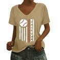 thumbnail image 1 of T-Shirt à Manches Courtes pour Femmes Femmes Liquidation T-Shirt en Chiffon pour Femmes Baseball T-Shirt à Lettres pour Femmes Imprimé Baseball Col en V T-Shirt à Manches Courtes Haut, 1 of 4