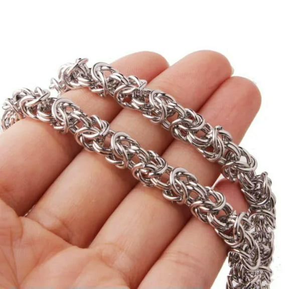 EOEMY 6/8/10mm Heavy Silver 316L Stainless Steel Byzatine Chain Neklace For Men Women-Silver-6mm-32Inch Or 81Cm