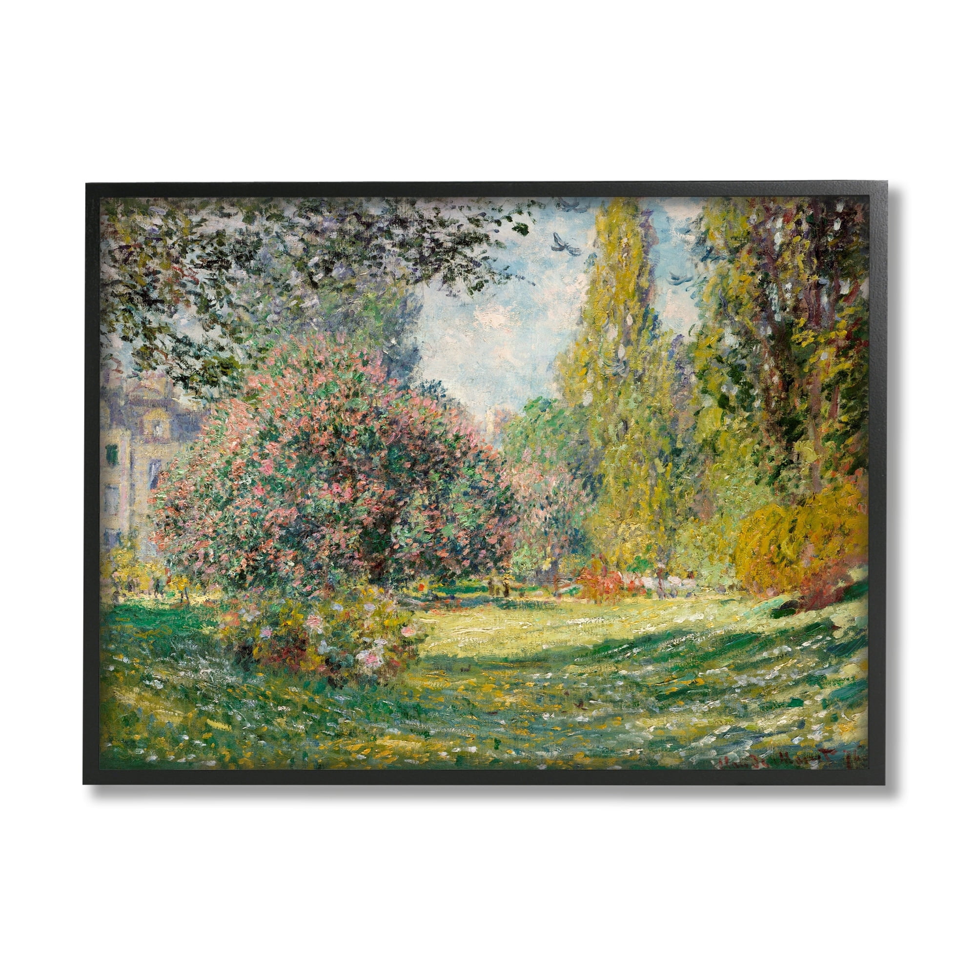 Stupell Industries Impressionist Flower Field Garden Vintage Estate Painting Black Framed Art Print Wall Art, Design by Lettered and Lined