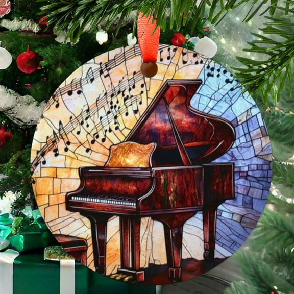 Piano Christmas Ornament, Ceramic/Acrylic - Piano Pacific Islands Travel Souvenir, Holiday Tree Decoration, Vacation Keepsake 2025, Traveler Gift, 2025 Edition
