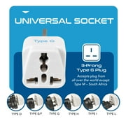 Ceptics Grounded Universal Plug Adapter for UK (Type G) - 3 Pack