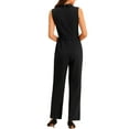 thumbnail image 3 of MODA NOVA Juniors Sleeveless Shawl Collar Office Belted Cropped Jumpsuit Romper Black L, 3 of 5