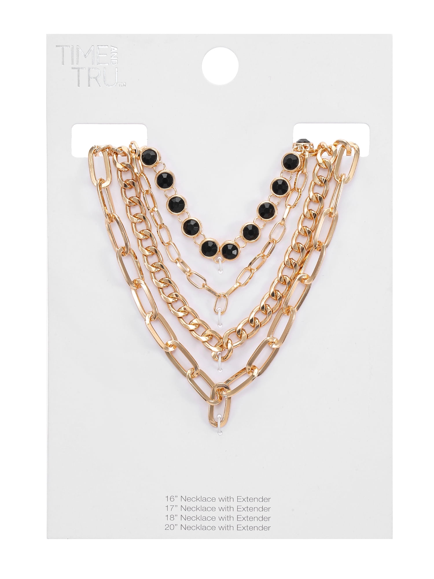 Time and Tru Glamorous Layered Necklace Set, Gold tone (4 Pieces)