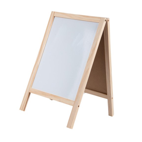 Pizarra blanca de doble cara, letrero de madera para mensajes, caballete de escritura plegable 19cmx30cm
