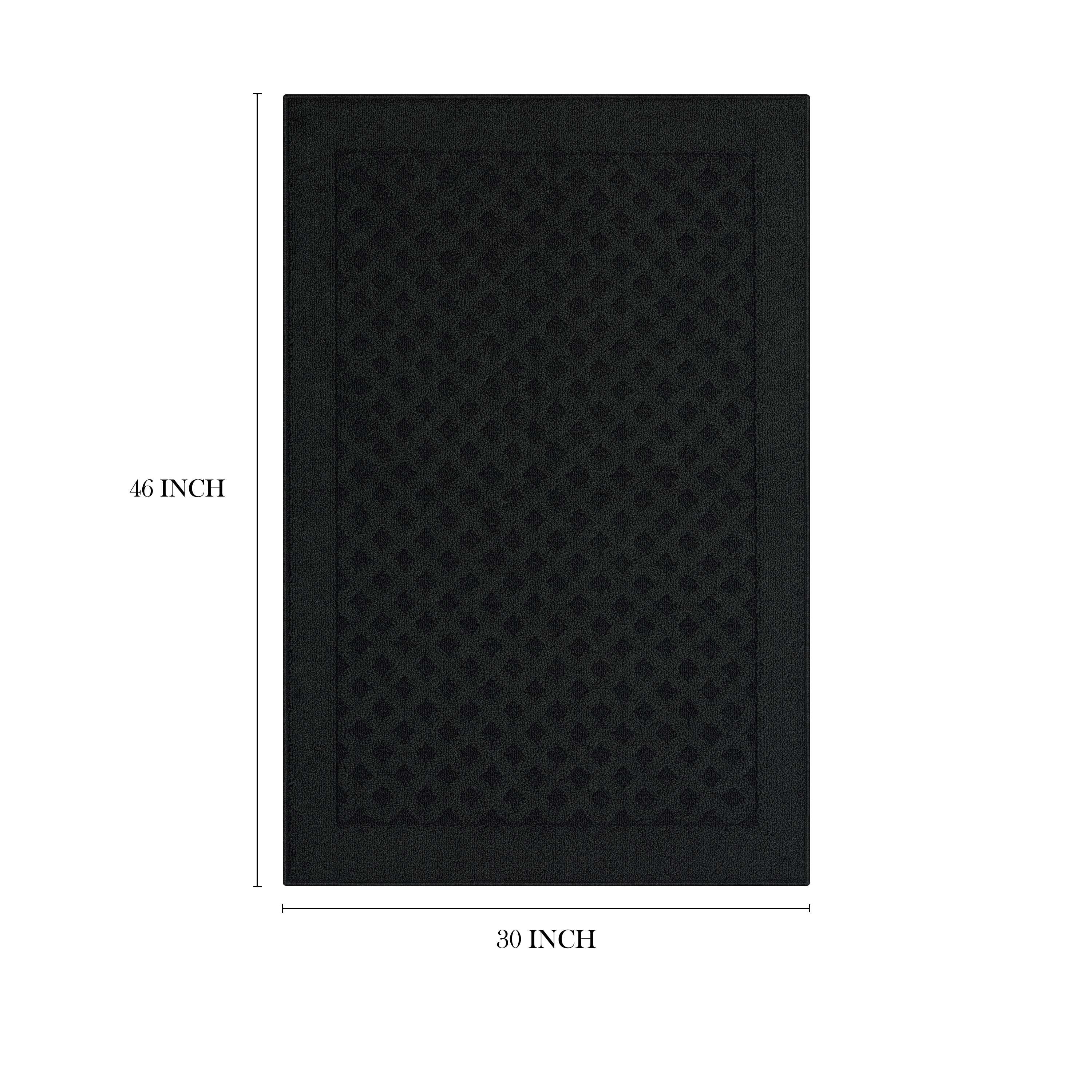 (2 pack) Mainstays Dylan Solid Diamond Olefin Black Indoor Accent Rug, 2 ft 6 in x 3 ft 10 in