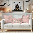 thumbnail image 2 of Pink Halloween Throw Pillow Covers 18x18 Set of 2 Cute Ghost Spooky Halloween Decorations Indoor Decorative Throw Pillows Cushion Cases for Home Living Room Bedroom Couch Decor, 2 of 6