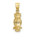 thumbnail image 3 of Finest Gold 14K Yellow Gold Satin Diamond-Cut Owl Pendant, 3 of 3