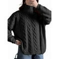 thumbnail image 2 of Chandail à Demi-Col Roulé à Manches Longues pour Femme avec Fermeture Éclair, Automne et Hiver, Tricot Côtelé Décontracté, Gris, P, 2 of 7