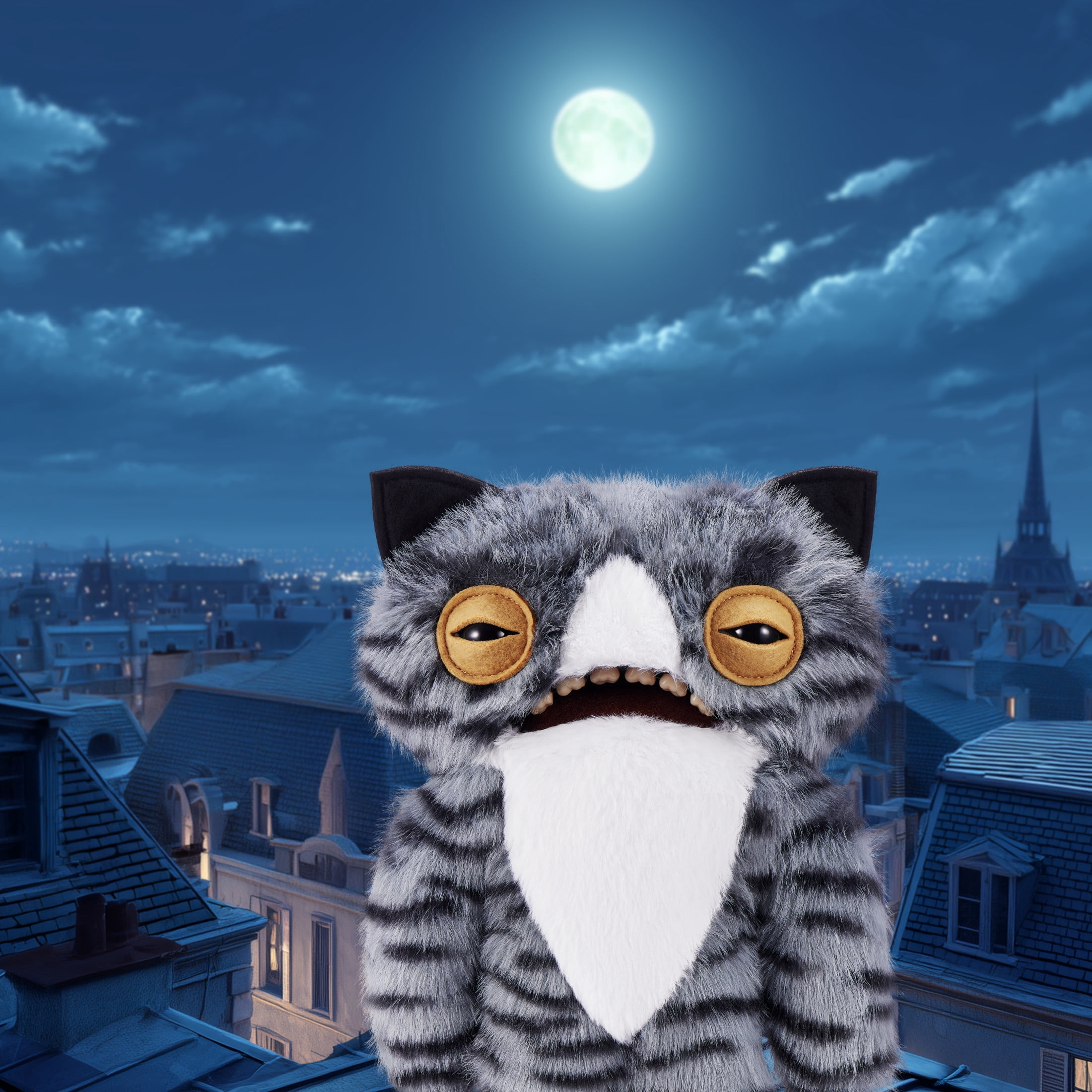 Fuggler Alley Cats 9 inch (Wide Eyed Cat), Funny Ugly Monster Stuffed Animal Toy by ZURU