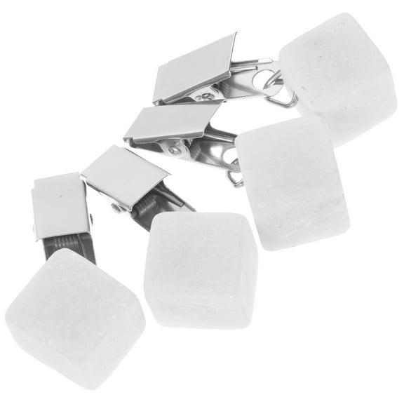 Masteelf White Tablecloth Weights with Metal Clips for Home Use Made of Stone and Iron 4 Pieces