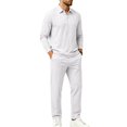 thumbnail image 2 of DORKASM Men's Linen 2 Piece Set Long Sleeve Shirt Pants Outfit White L, 2 of 6