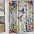 thumbnail image 6 of Orinice Watercolor Flower Hummingbird Shower Curtain Spring Bird Butterfly Floral Plant Nature Modern Home Bathroom Bathtub Decor Waterproof Fabric  White, 6 of 7