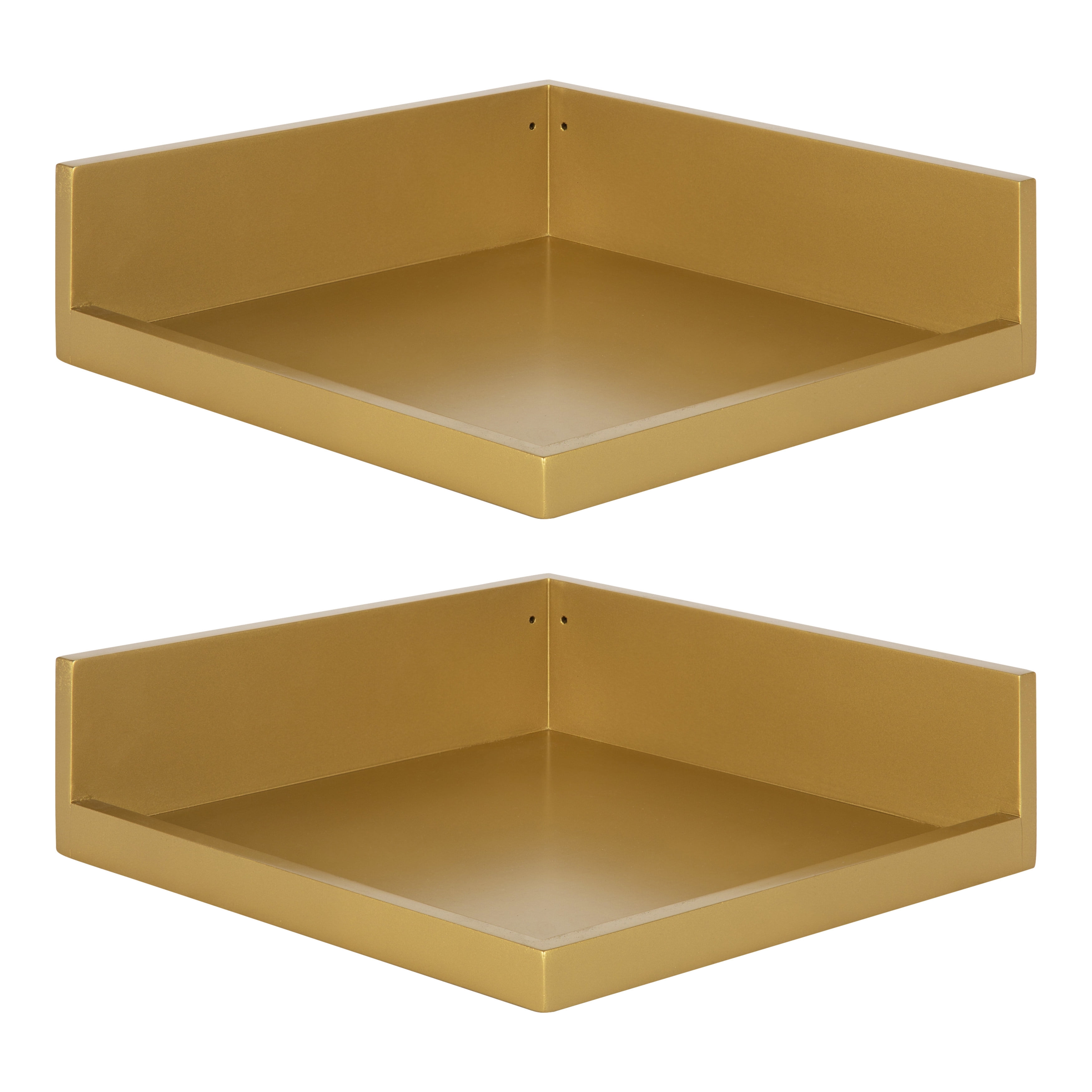 Kate and Laurel Levie Modern Floating Corner Wood Wall Shelves, 12 x 12